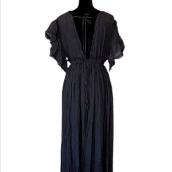 Talulah Black Crepe Ruffle Sleeve Maxi Dress Size M - Picture 2 of 5